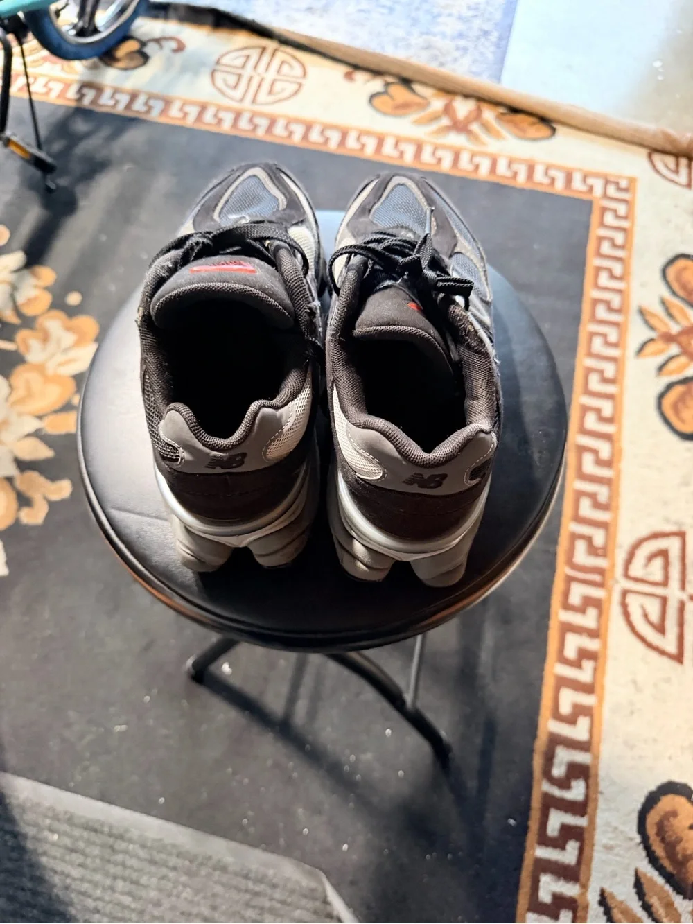 New Balance Black and Gray Men's Sneakers with Red Accent
